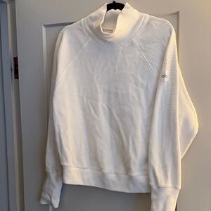 ALO Yoga Women's waffle Cream Cowl Neck Sweater